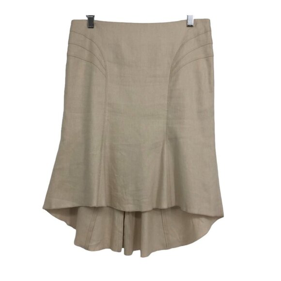 Bebe  Linen Fit and Flare Hi Lo pencil skirt in Creme / Parchment shade size 6 - Picture 1 of 16